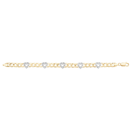 9ct Gold Cz Hearts Bracelet - BR612