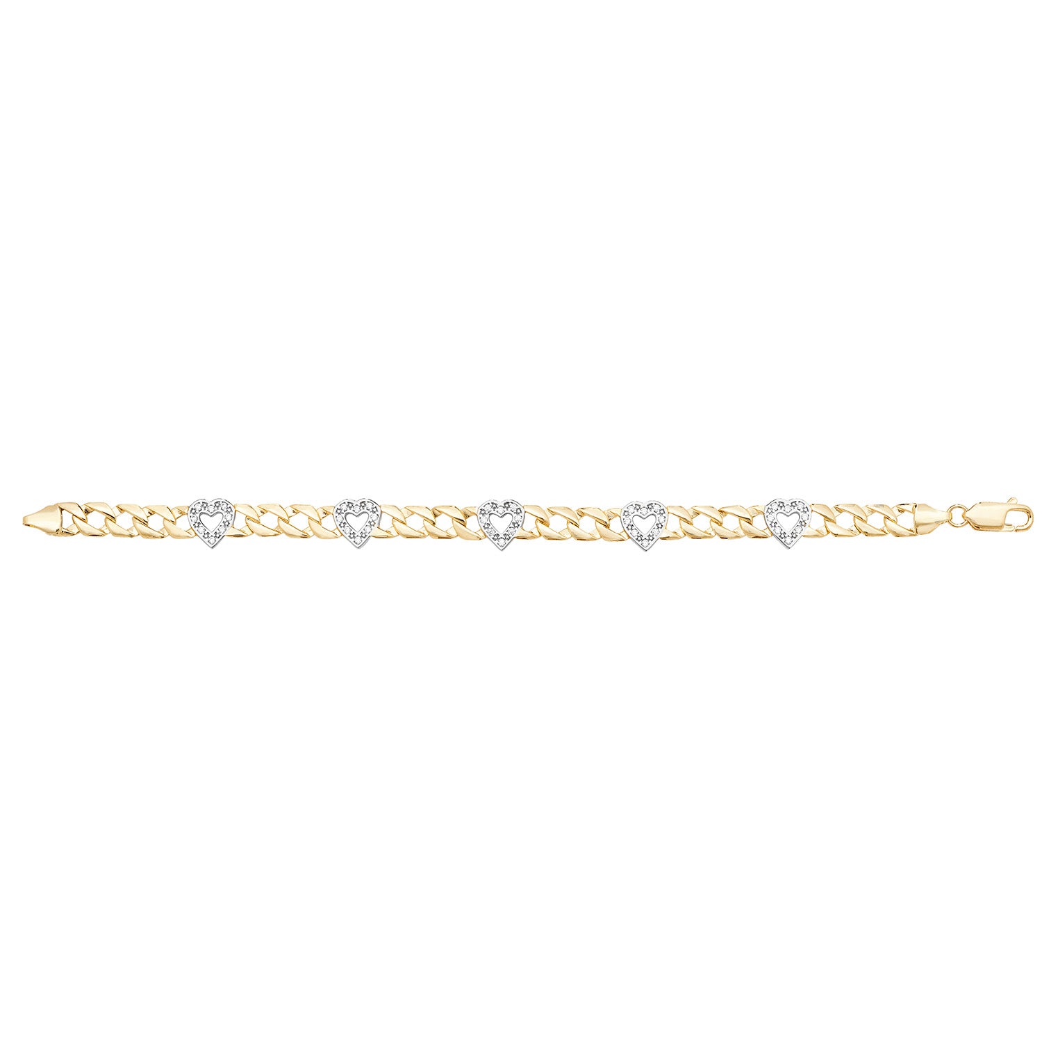 9Ct Gold Cz Hearts Bracelet - BR612