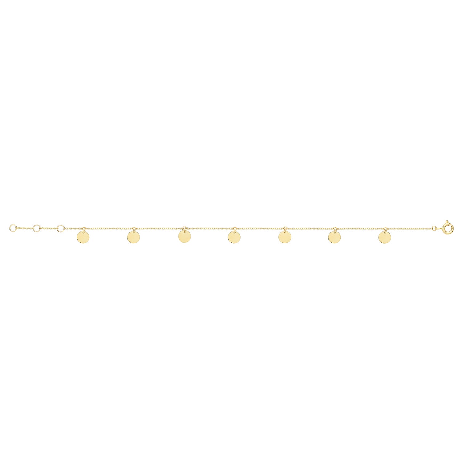 9Ct Gold Disc Charms Bracelet - BR628