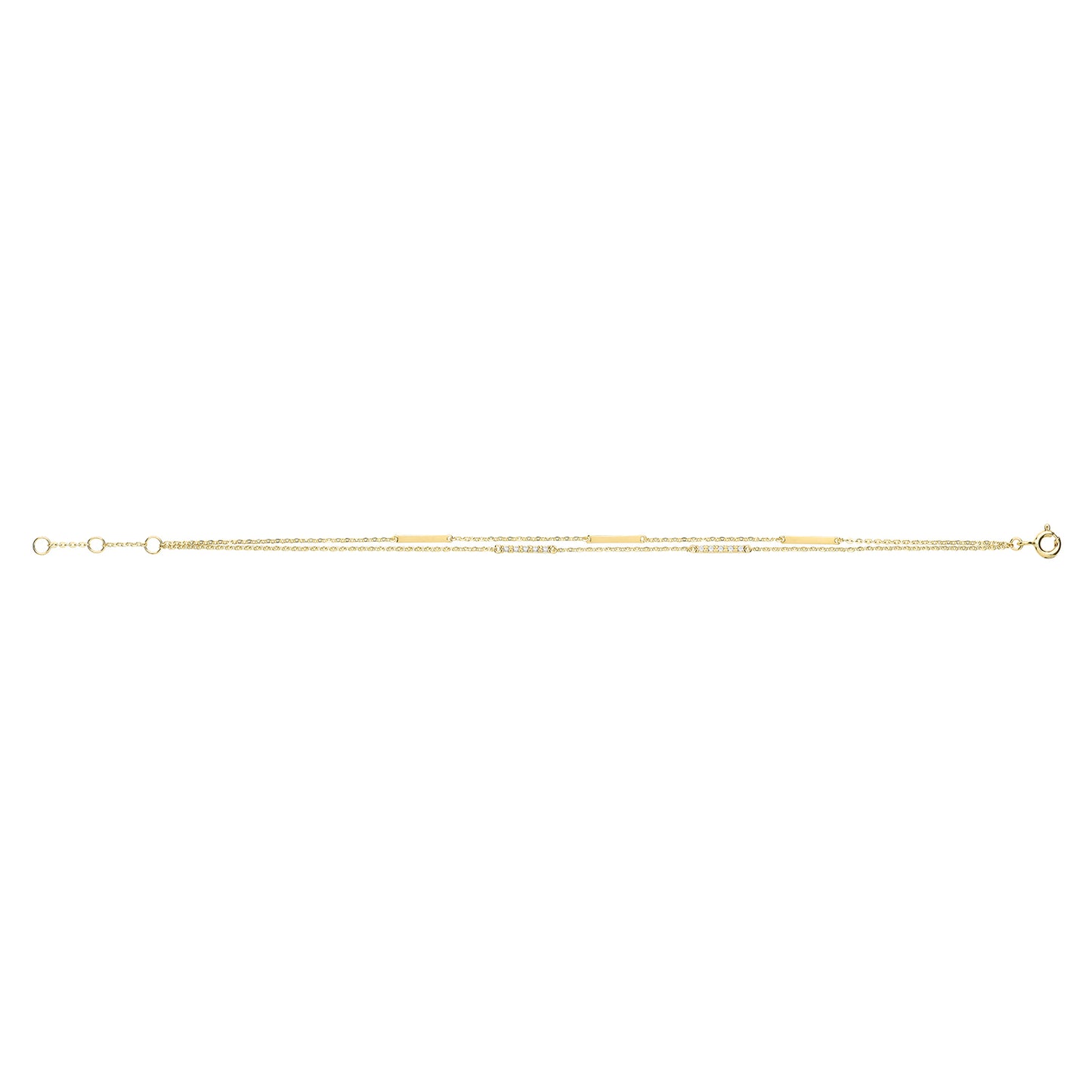 9Ct Gold Multi Bar Double Chain Bracelet - BR638