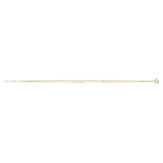 9Ct Gold Multi Bar Double Chain Bracelet - BR638