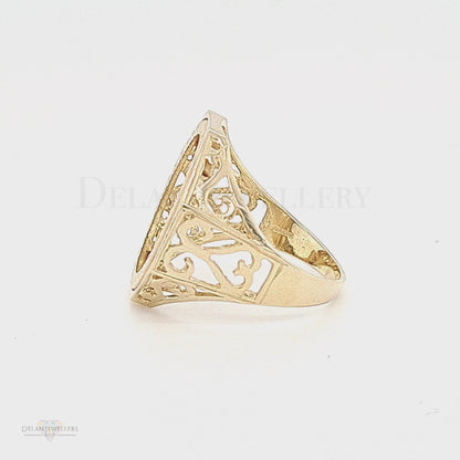 9ct Half/Full Sovereign Mount Victorian-Inspired Fancy Hexagon Ring