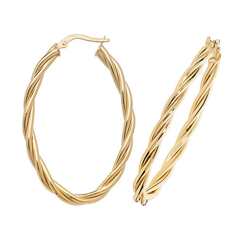 9Ct Gold Twisted Hoops