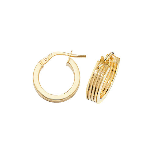 9Ct Gold 3 Row Hoops ER1017