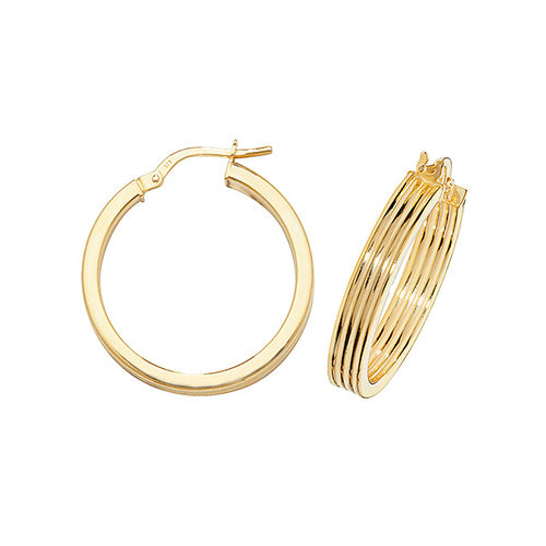 9Ct Gold 3 Row Hoops ER1017