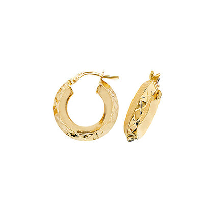 9Ct Gold Diamond Cut Hoops ER1018