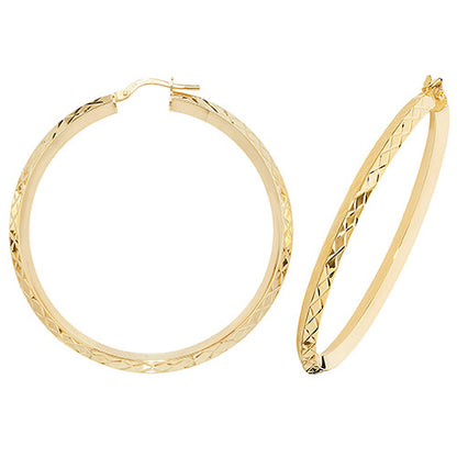 9Ct Gold Diamond Cut Hoops ER1018