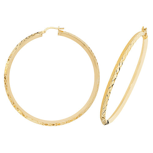 9Ct Gold Diamond Cut Hoops ER1018