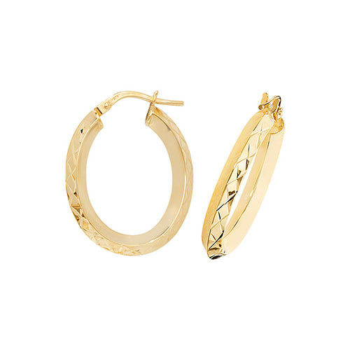 9Ct Gold Diamond Cut Hoops ER1018