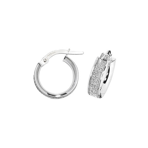 9Ct White Gold Moondust Hoops ER1023W