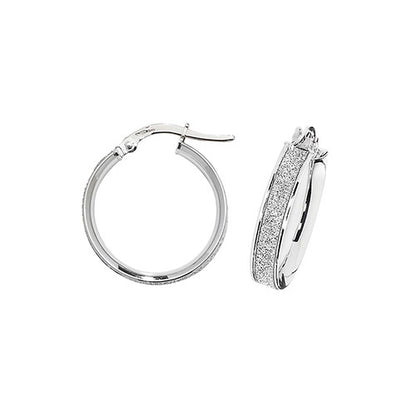 9Ct White Gold Moondust Hoops ER1023W