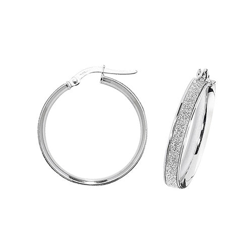 9Ct White Gold Moondust Hoops ER1023W