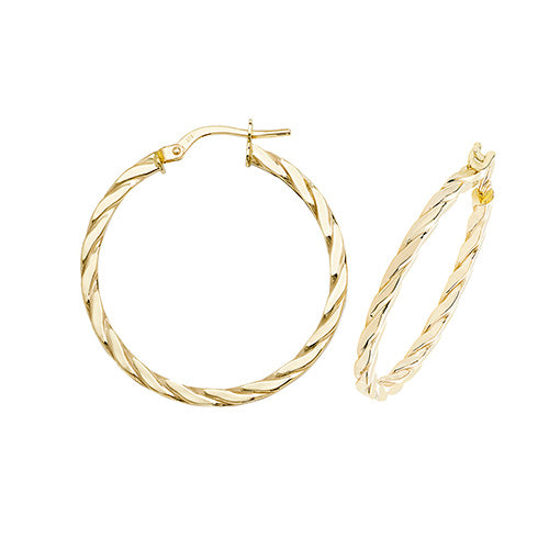 9CT Gold Twisted Hoops ER1041