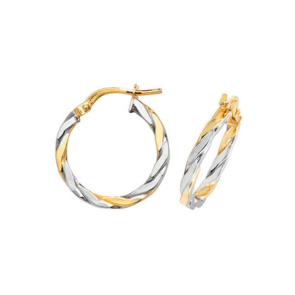 9Ct Gold 2 Tone Twisted Hoops ER1041YW