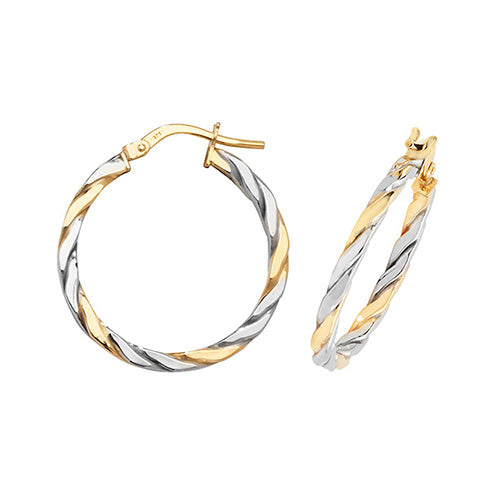 9Ct Gold 2 Tone Twisted Hoops ER1041YW