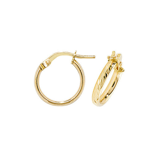 9Ct Gold Diamond Cut Hoops ER1042