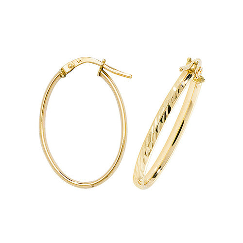 9Ct Gold Diamond Cut Hoops ER1042