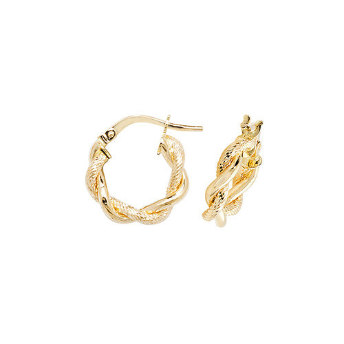 9Ct Gold Diamond Cut Twist Hoops - ER1045