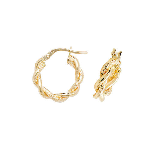 9Ct Gold Diamond Cut Twist Hoops - ER1045