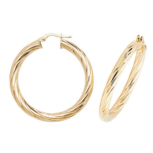 9Ct Gold Twisted Hoops ER1059