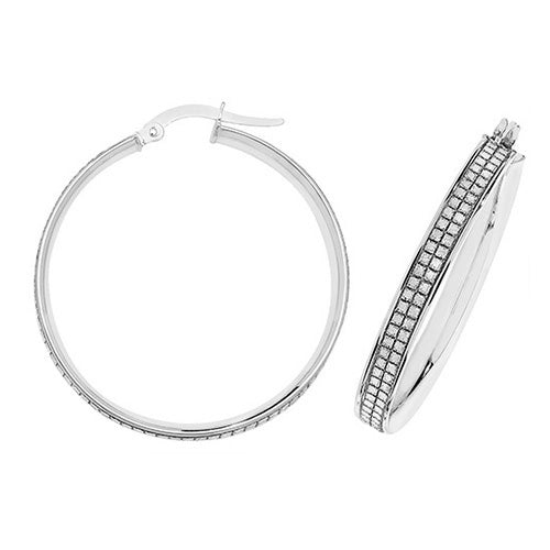 9Ct White Gold Moondust Hoops ER1063W