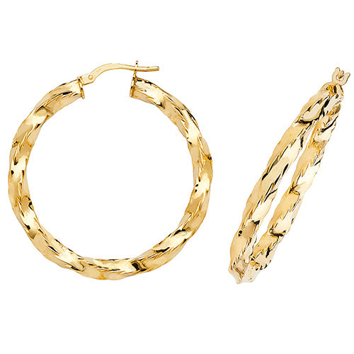 9Ct Gold Twisted Hoops ER133