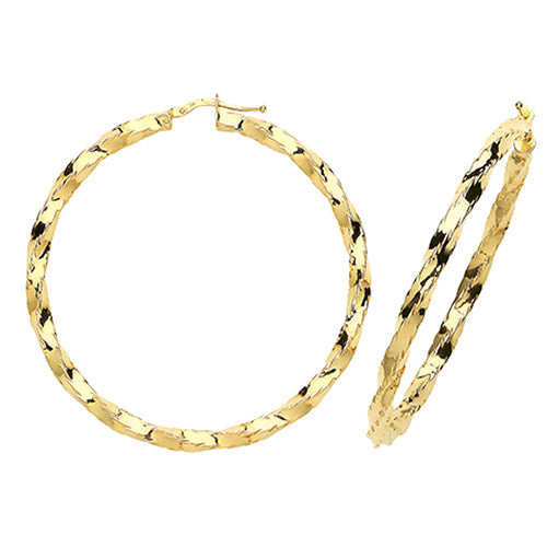 9Ct Gold Twisted Hoops ER133