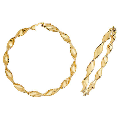 9Ct Gold Diamond Cut Twisted Hoops ER203N