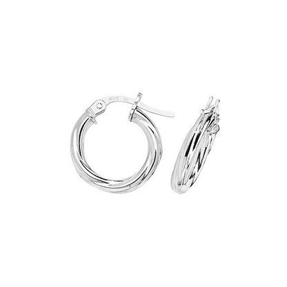 9CT White Gold Twisted Hoops ER348W