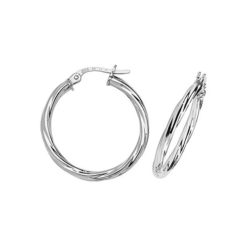 9CT White Gold Twisted Hoops ER348W