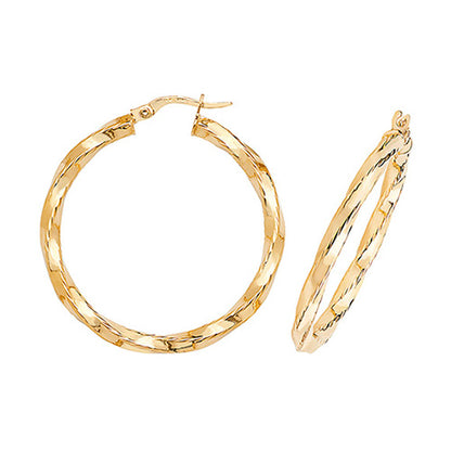 9CT Gold Twisted Hoops ER374