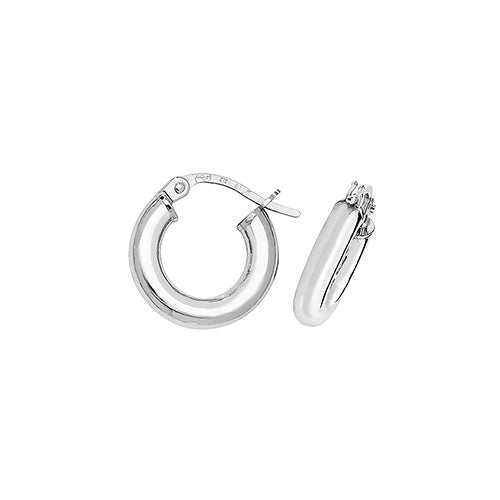 9CT White Gold Tube Hoops ER380W