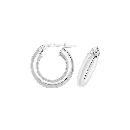 9CT White Gold Tube Hoops ER380W