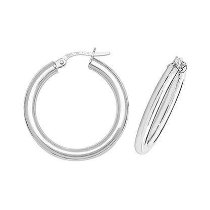 9CT White Gold Tube Hoops ER380W