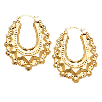 9Ct Gold Oval Creole Earrings