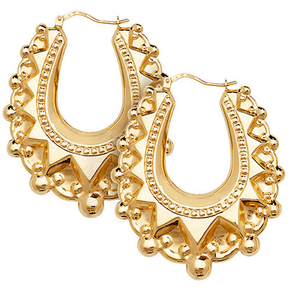 9Ct Gold Oval Creole Earrings