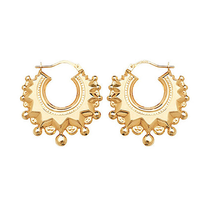 9Ct Gold Traditional Creole Earrings - All Sizes