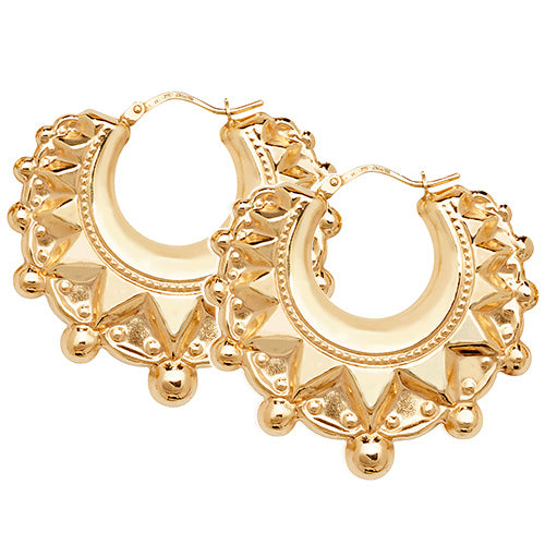 9Ct Gold Traditional Creole Earrings - All Sizes