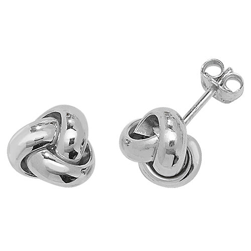 9ct White Gold Knot Studs ER529W