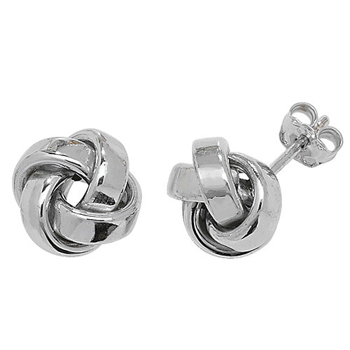 9ct White Gold Knot Studs ER530W