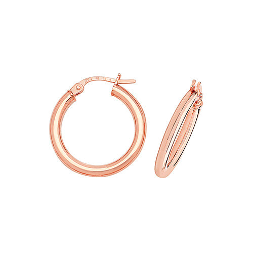 9CT Rose Gold Tube Hoops ER531R