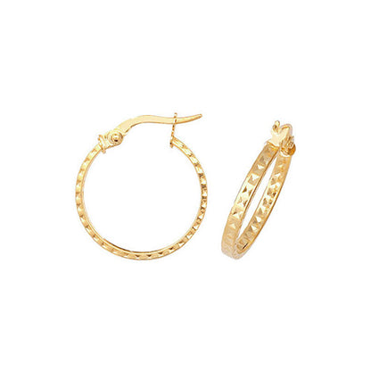 9CT Gold Diamond Cut Hoops ER651