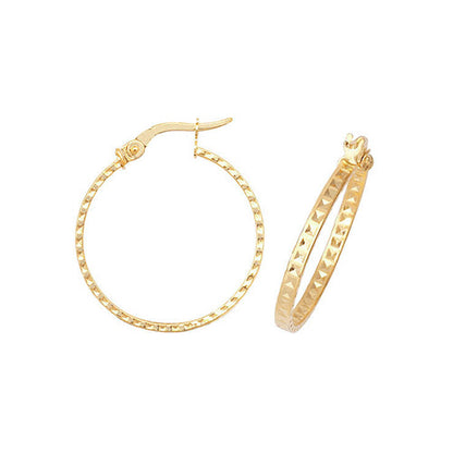 9CT Gold Diamond Cut Hoops ER651