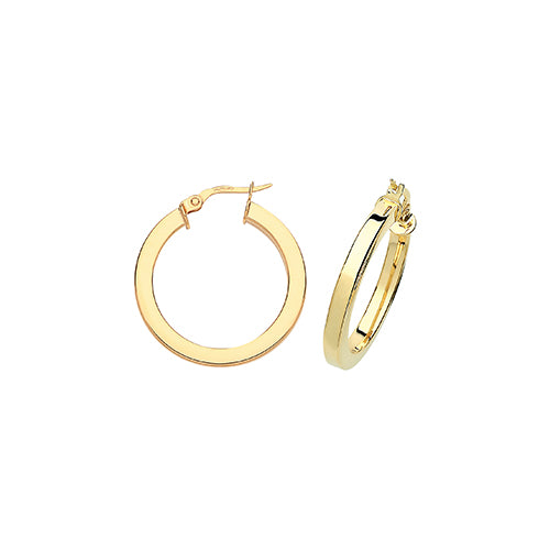 9CT Gold Square Tube Hoops ER775