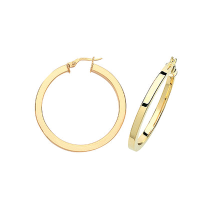 9CT Gold Square Tube Hoops ER775