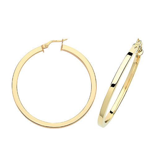 9CT Gold Square Tube Hoops ER775