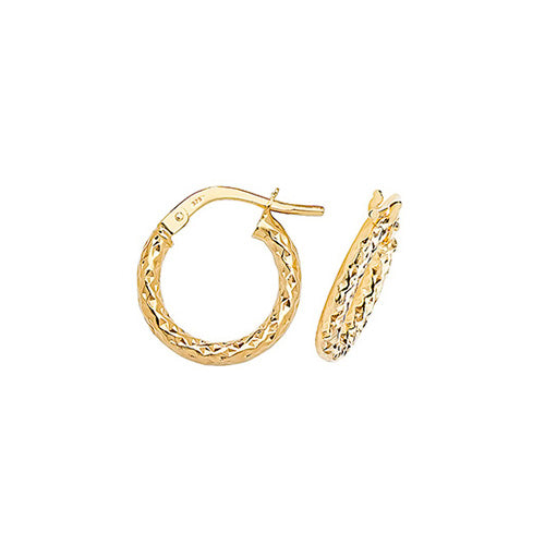 9CT Gold Diamond Cut Hoops ER951