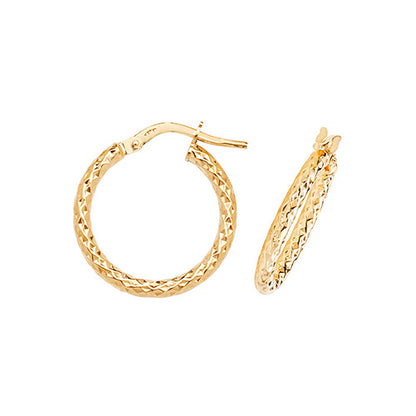 9CT Gold Diamond Cut Hoops ER951