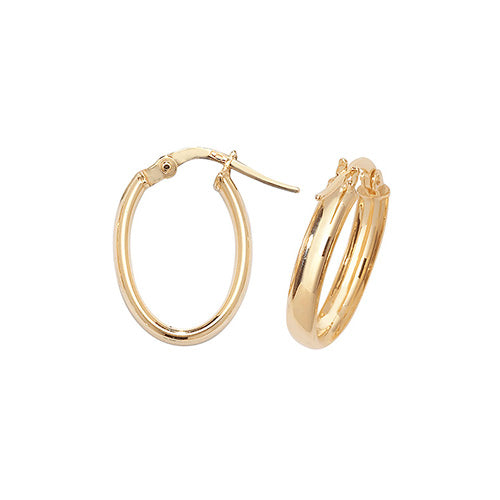 9CT Gold Tube Oval Hoops ER956