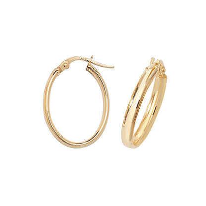 9CT Gold Tube Oval Hoops ER956